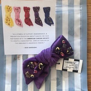 Lele Sadoughi Purple Jeweled Awareness Ribbon Brooch